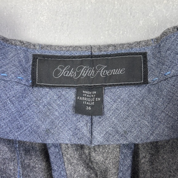 Saks Fifth Avenue men’s size 36 x 31 wool dress pants slim leg gray blue plaid - Picture 11 of 15